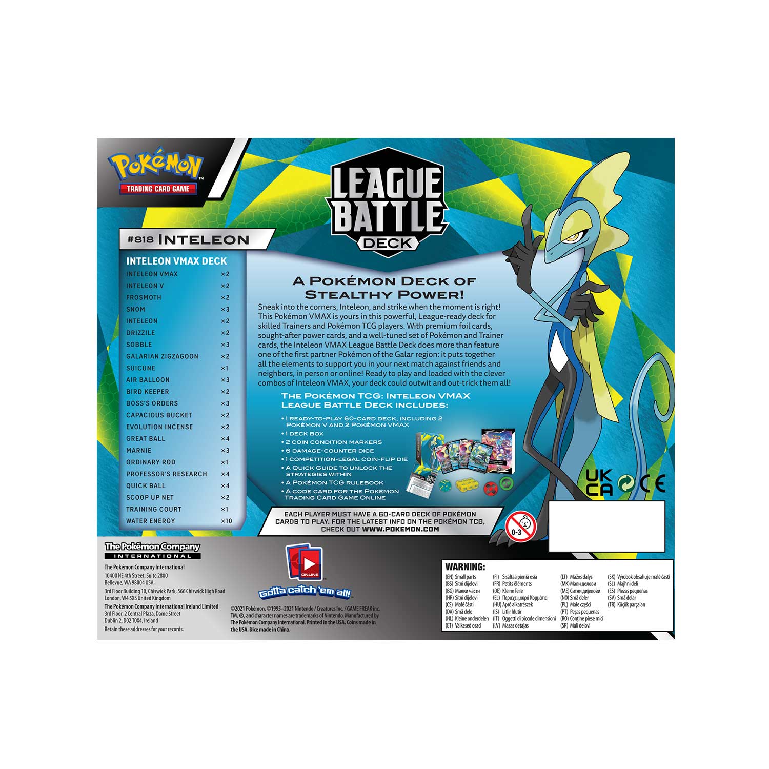 Pokemon TCG: Battle League Deck: Inteleon VMAX Pokemon TCG: Battle League Deck: Inteleon VMAX