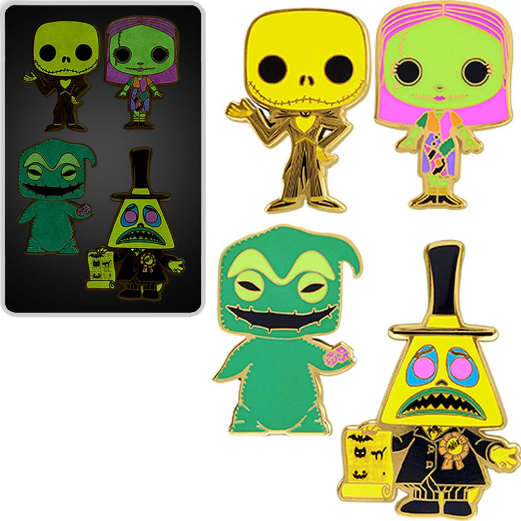 The Nightmare Before Christmas Black Light Pin 4-Pack Set - THE MIGHTY HOBBY SHOP